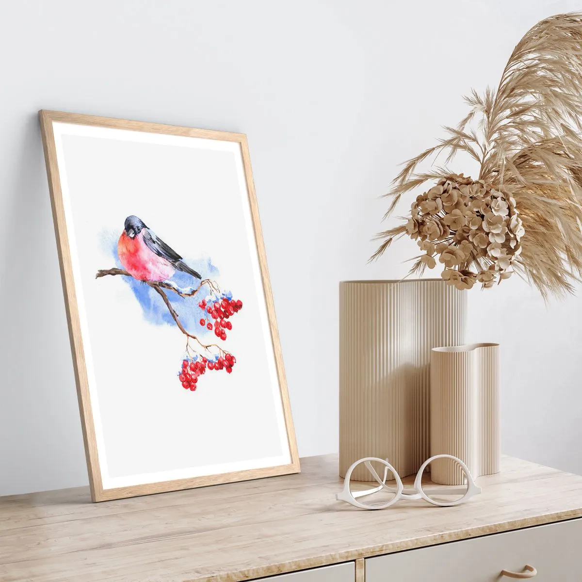 Poszter világos tölgy keretben - Téli színben - 70x100 cm