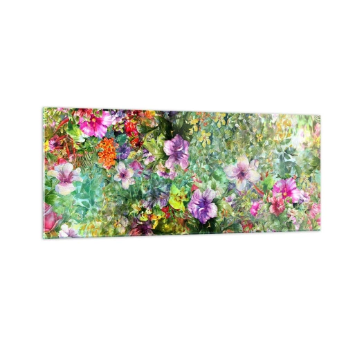 Üveg kép - Virágokban a vesztünk - 100x40 cm