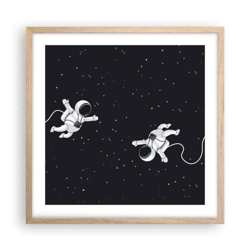 Poszter világos tölgy keretben - Kozmikus tánc - 50x50 cm