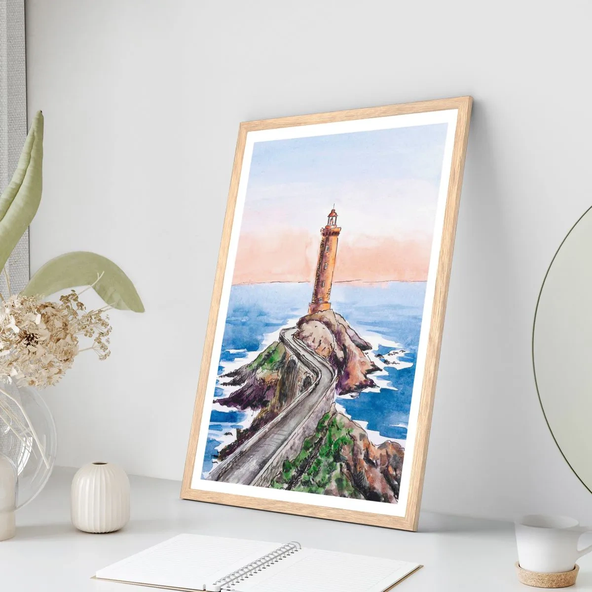 Poszter világos tölgy keretben - Szemben a tengerrel - 40x50 cm