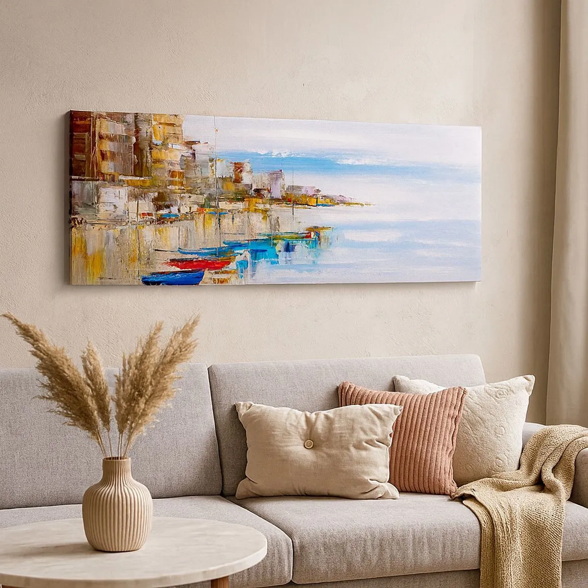 Vászonkép - Sokszínű városi kikötő - 100x40 cm