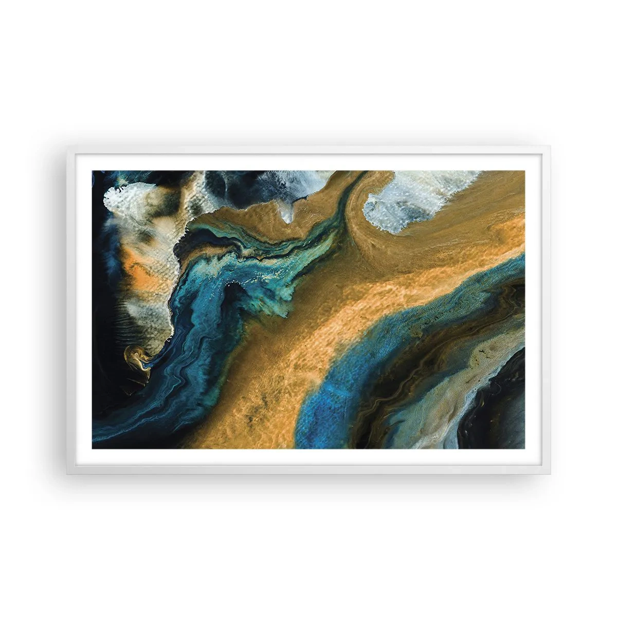 Poszter fekete keretben - Kék - sárga - kölcsönös hatások - 91x61 cm