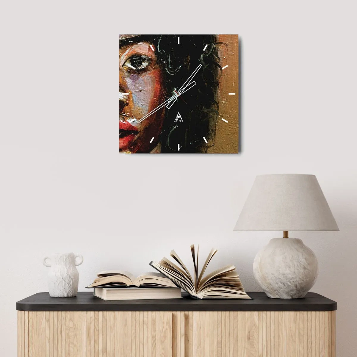 Falióra, Óra - Fekete és fény - 30x30 cm