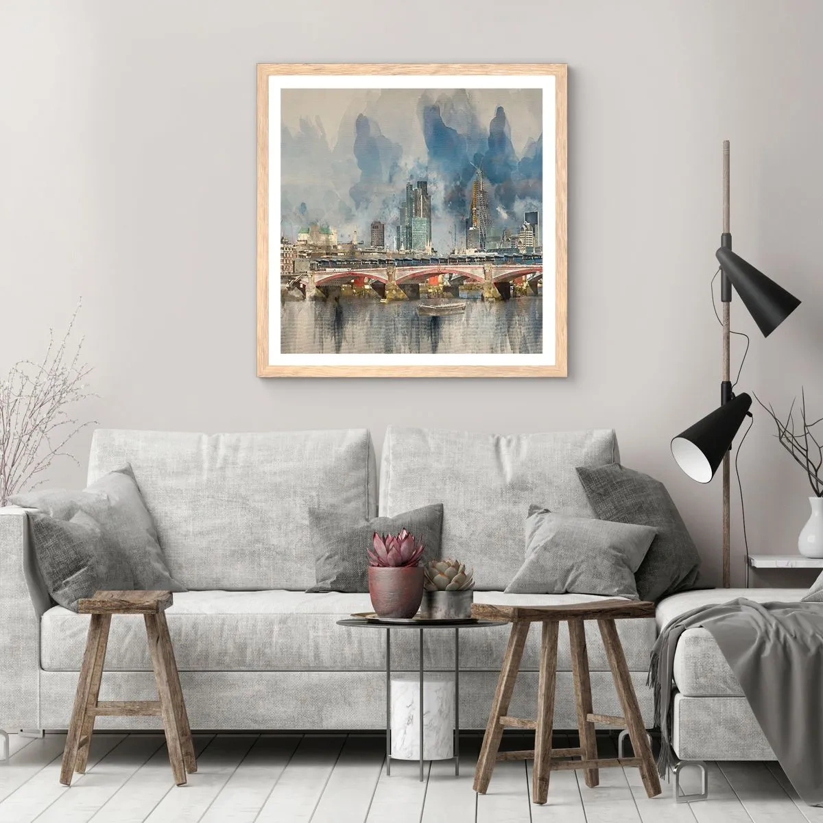 Poszter világos tölgy keretben - London teljes pompájában - 40x40 cm