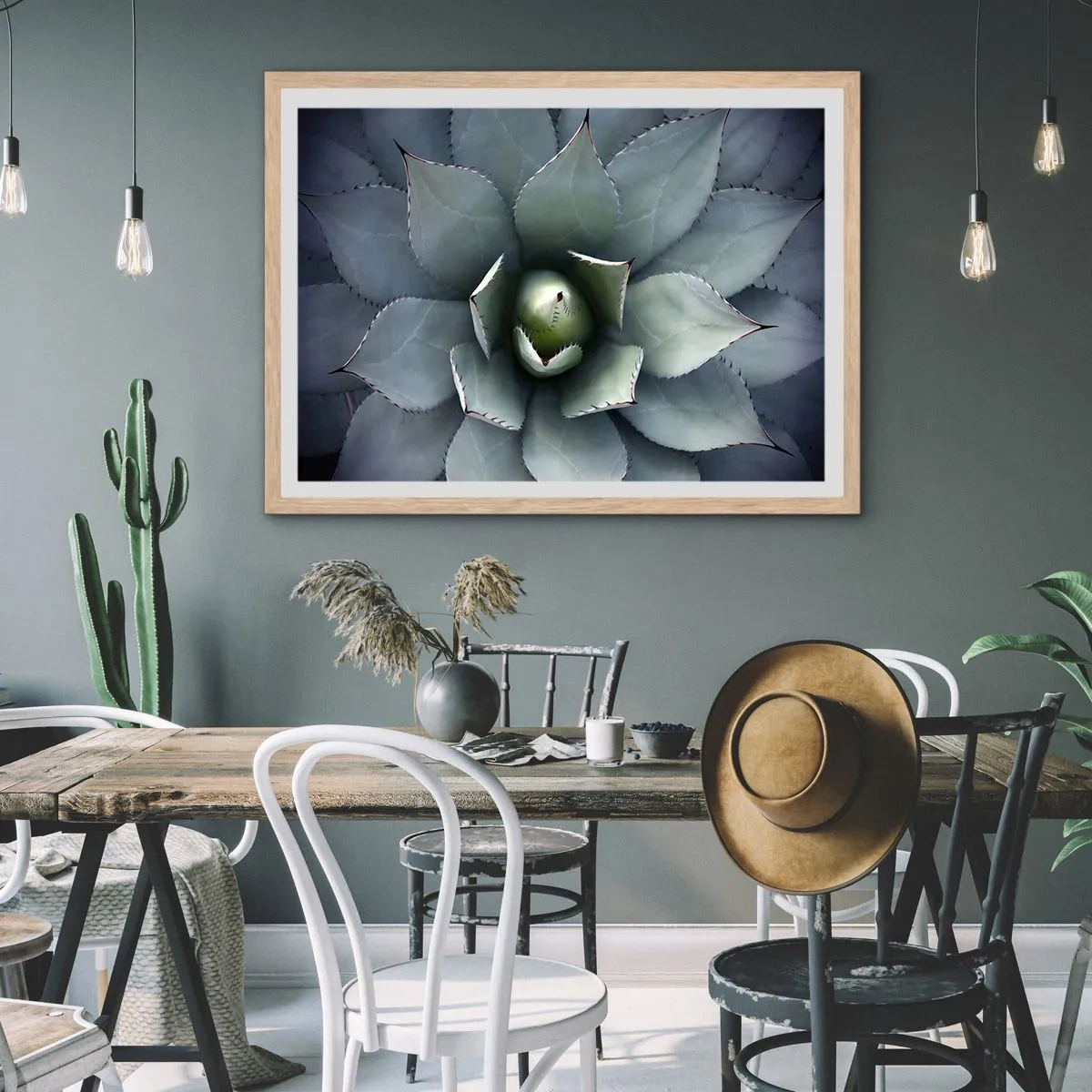 Poszter világos tölgy keretben - Wabi és figyelmeztetés - 91x61 cm