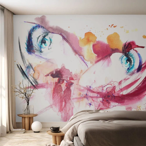 Fotótapéta Premium Canvas - A világ a közelségben virágzik - Absztrakció, Női Arc, Női Szemek - 150x105 cm