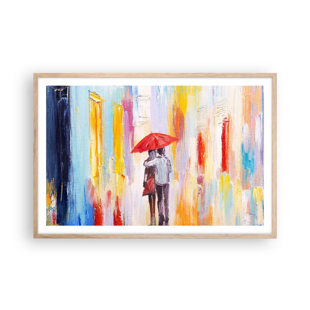 Poszter világos tölgy keretben - Hadd essen az eső - 91x61 cm