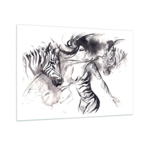 Üveg kép - Tánc a zebrákkal - 100x70 cm
