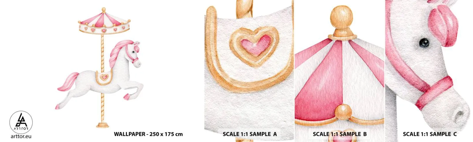 Fotótapéta Minta Öntapadós Deluxe Sticker - Elindult egy patával - Ló, Vidám körbe, Lányos - 100x30 cm