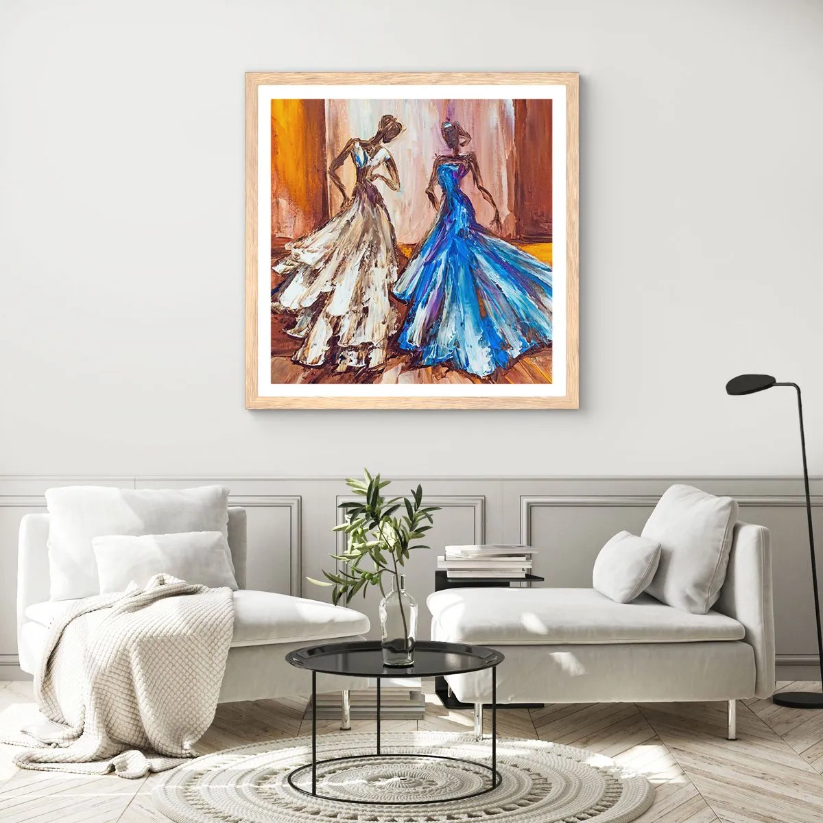 Poszter világos tölgy keretben - Hálás páros - 60x60 cm