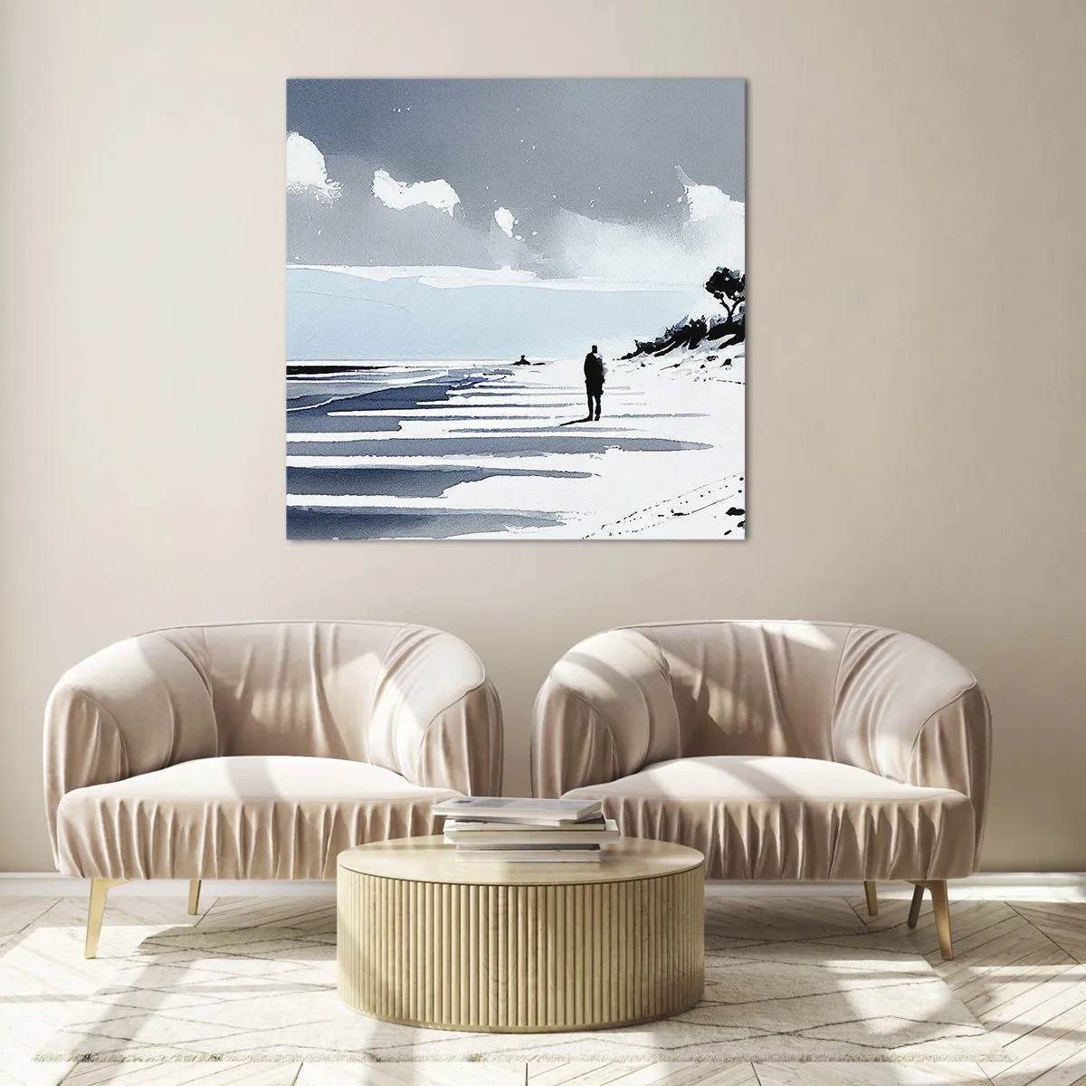 Üveg kép - Egyedül - 70x70 cm