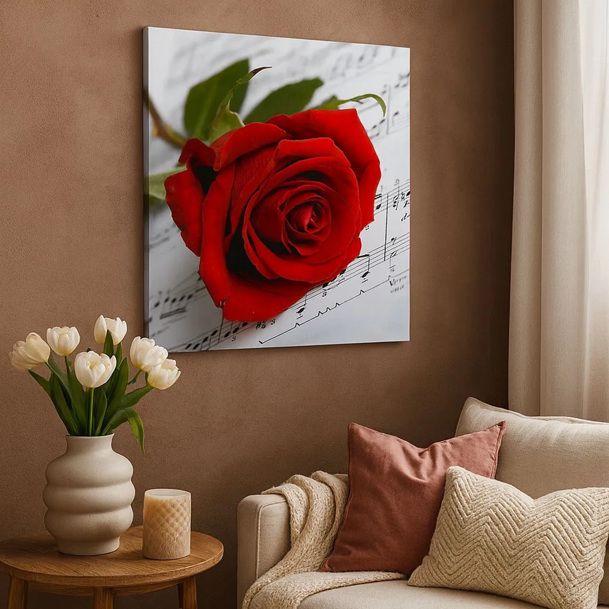 Vászonkép - Érzések zenéje skarlátvörös színben - 30x30 cm