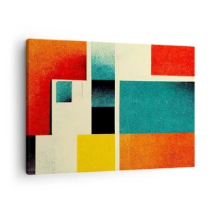 Vászonkép - Geometrikus absztrakció színes téglalapokkal és négyzetekkel - 70x50cm - Geometrikus absztrakció - jó energia - Modern fali dekoráció nappalihoz és hálószobához ARTTOR