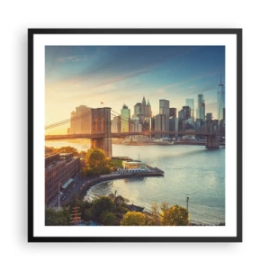 Poszter fehér keretben - Nagyváros hajnala - 60x60 cm