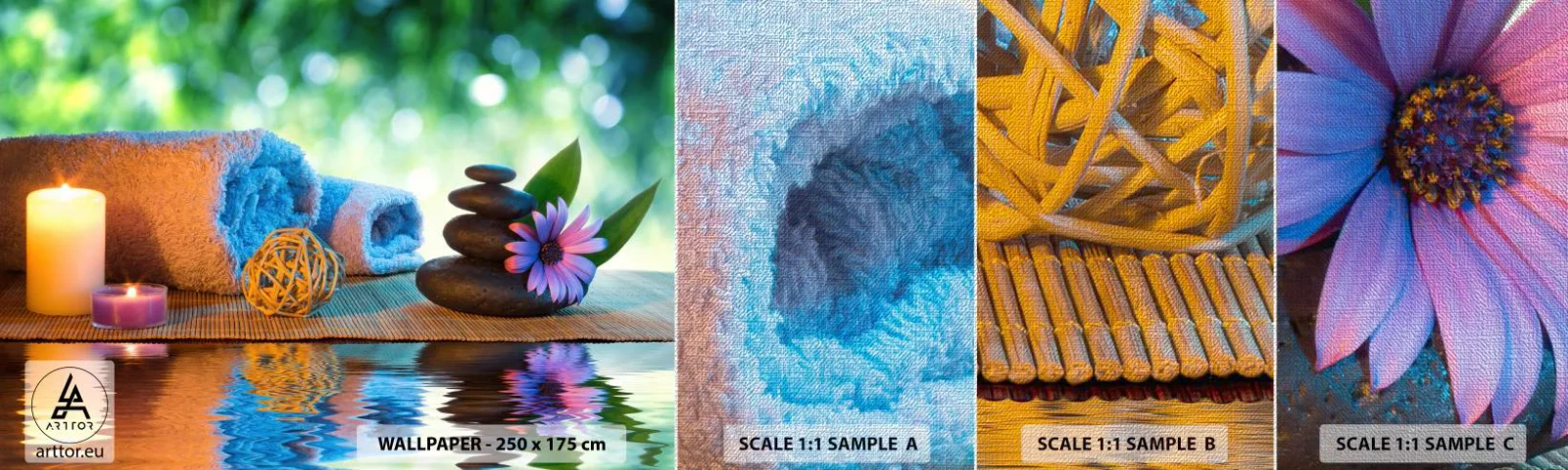 Fotótapéta Minta Premium Canvas - Idő a testnek - Gyógyfürdő, Gyertya, Japán kultúra - 100x30 cm