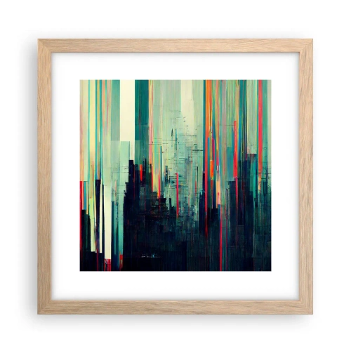 Poszter világos tölgy keretben - Futurisztikus város - 30x30 cm