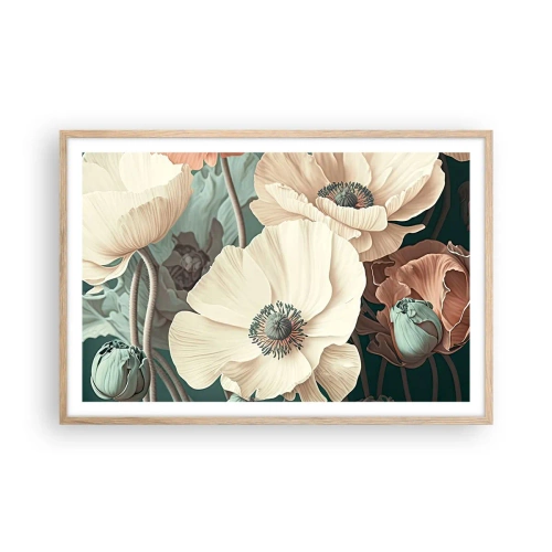 Poszter világos tölgy keretben - Pipacsok suttogása - 91x61 cm