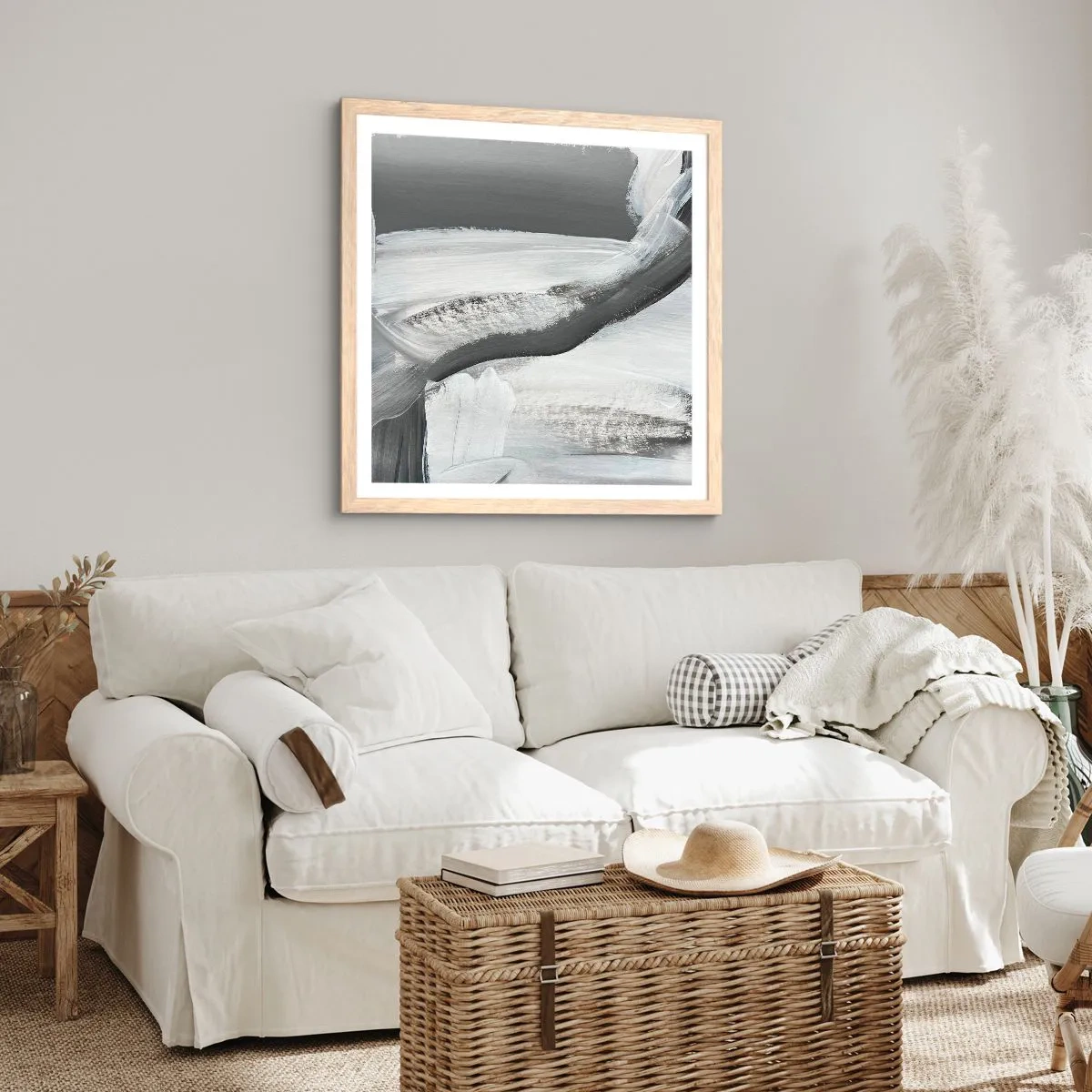 Poszter világos tölgy keretben - Határozott mozgással - 60x60 cm