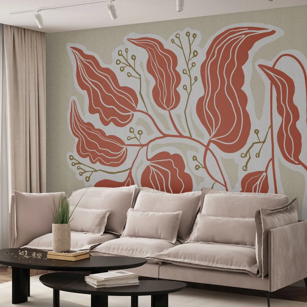 Öntapadós Fotótapéta Deluxe Sticker - Népi és korall - Boho, Növénytani, Virágok - 100x70 cm