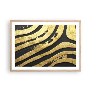 Poszter világos tölgy keretben - Minden folyik - 70x50 cm