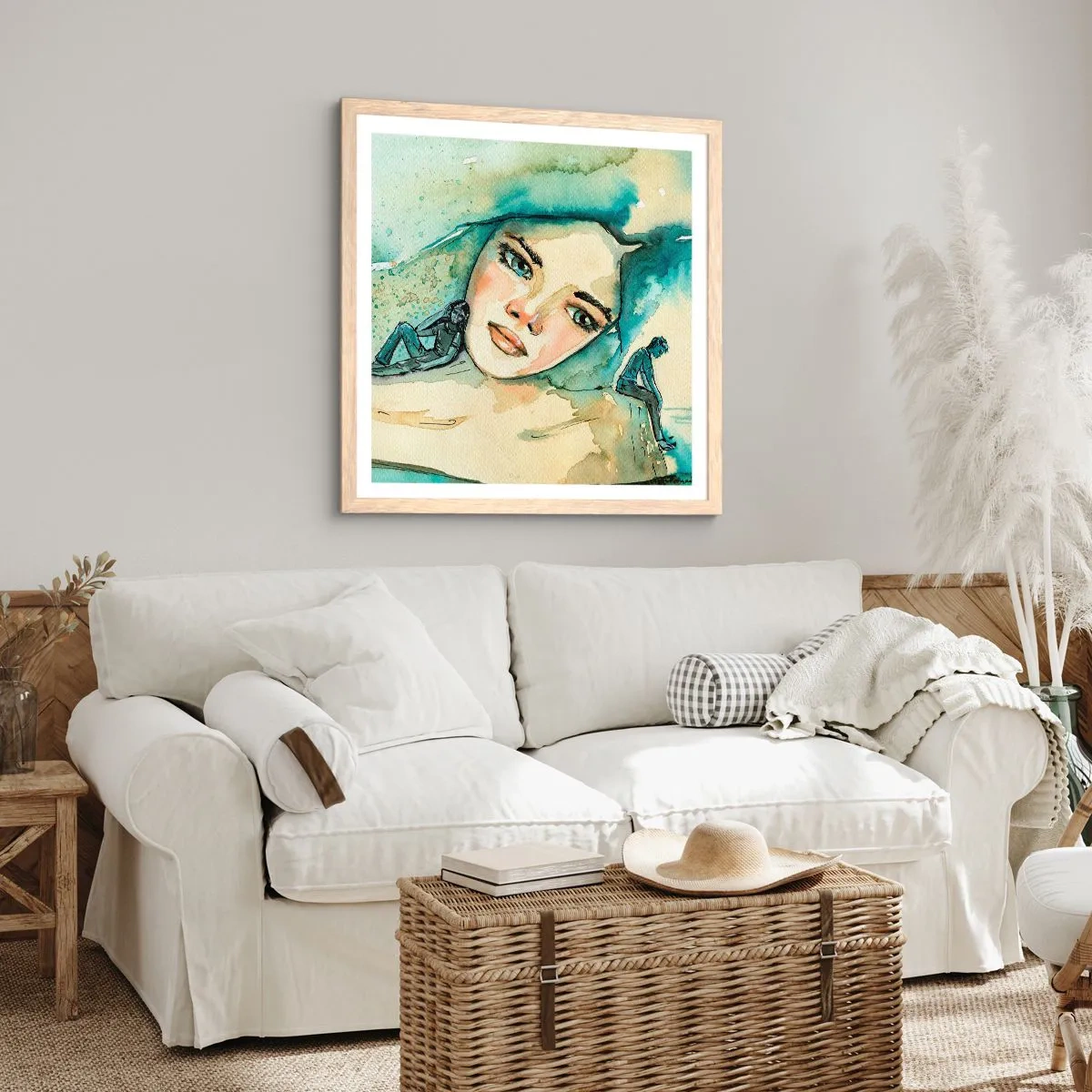 Poszter világos tölgy keretben - Am I blue? - 30x30 cm