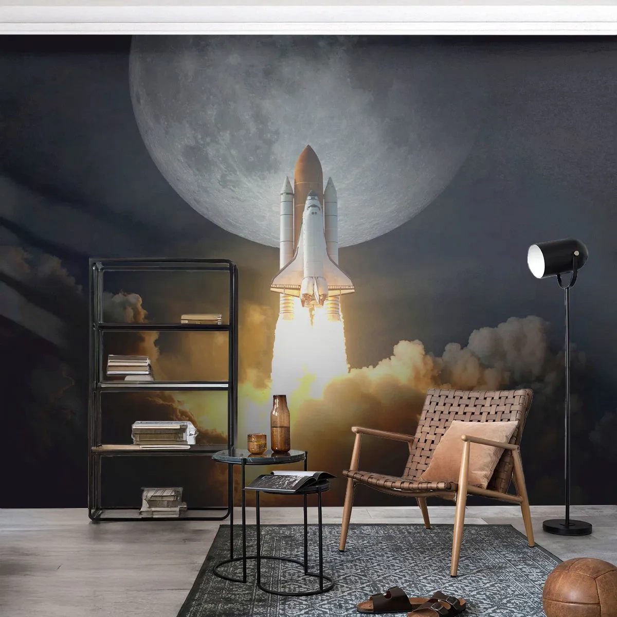 Fotótapéta Premium Sand - Egy földöntúli kaland kezdete - Hold, Egy űrrakéta, NASA - 100x70 cm