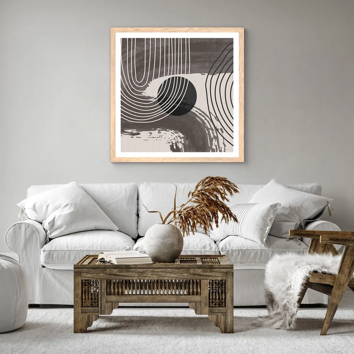 Poszter világos tölgy keretben - Az ovális nyer - 50x50 cm