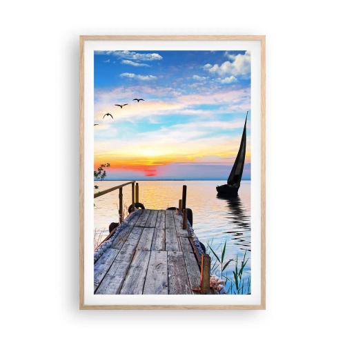 Poszter világos tölgy keretben - Kellemes este - 61x91 cm