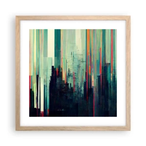 Poszter világos tölgy keretben - Futurisztikus város - 40x40 cm