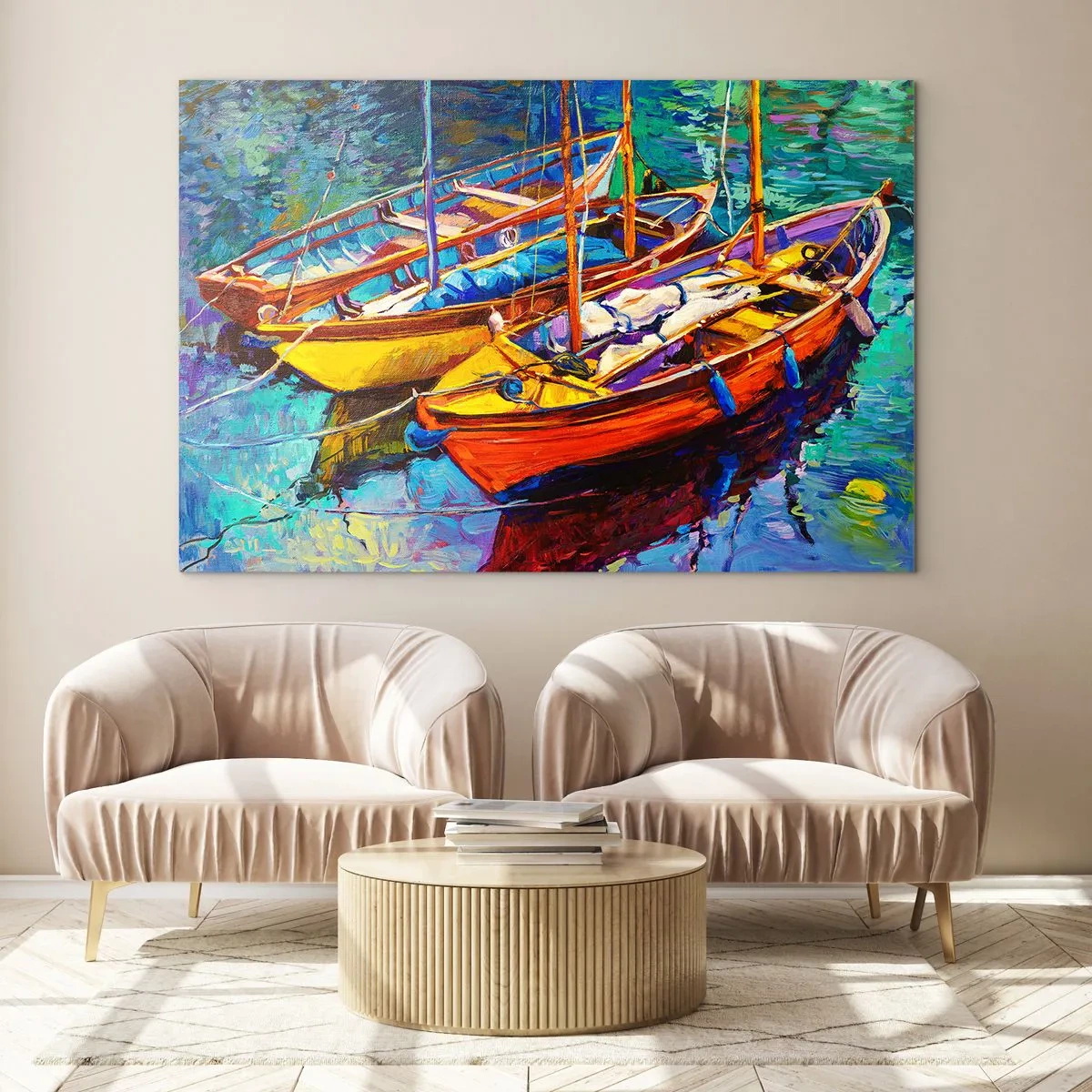 Üveg kép - Színektől sűrű vízen - 100x70 cm