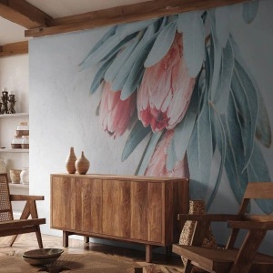 Fotótapéta Premium Sand - Szégyellve saját szépségüket - Virág, Királyi Protea, Afrika - 350x256 cm
