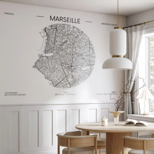 Fotótapéta Premium Sand - Marseille anatómiája - Térkép, Marseille, Franciaország - 100x70 cm