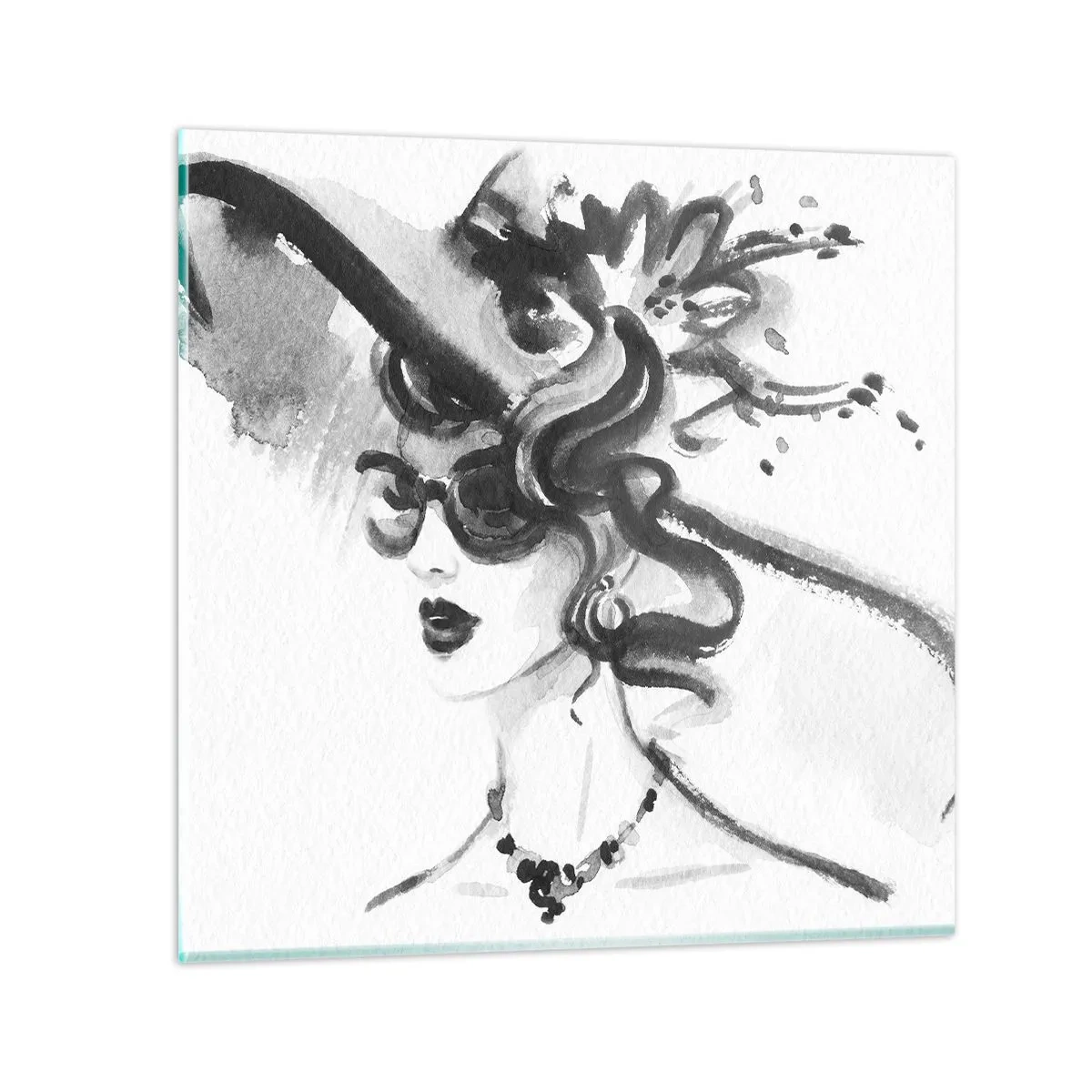 Üveg kép - Karakteres hölgy - 60x60 cm