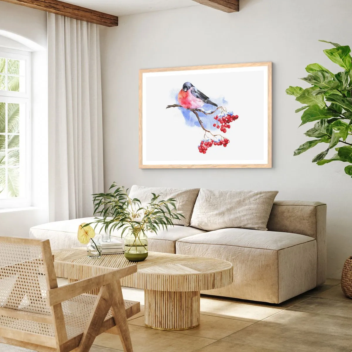 Poszter világos tölgy keretben - Téli színben - 100x70 cm