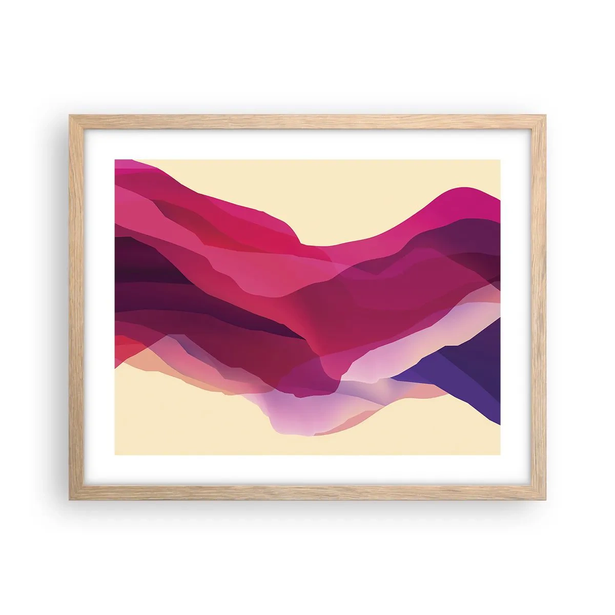 Poszter világos tölgy keretben - Bíbor hullámok - 50x40 cm