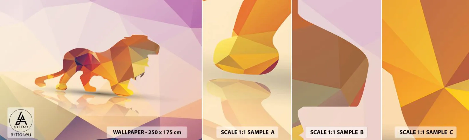 Fotótapéta Minta Standard Eco - A gyémánt király - Állatok, Oroszlán, Geometriai ábra - 100x30 cm