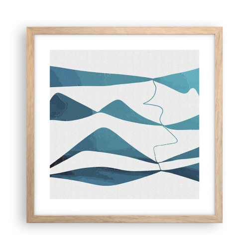 Poszter világos tölgy keretben - Absztrakció: egy türkizkék összetétel - 40x40 cm