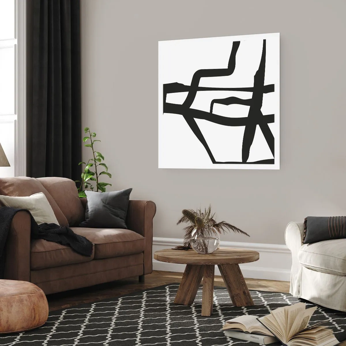Poszter - Fekete-fehér konstrukció - 40x40 cm