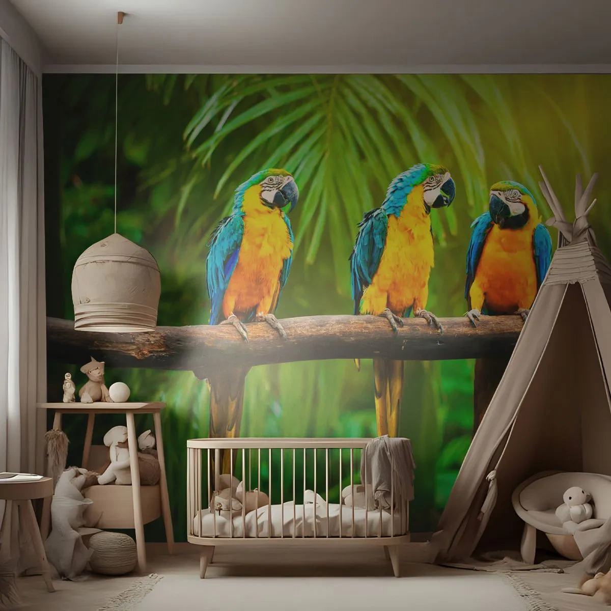 Fotótapéta Premium Sand - És hallottad, hogy ő…? - Madarak, Papagájok, Természet - 350x256 cm