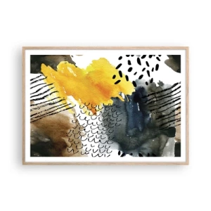 Poszter világos tölgy keretben - Az elemek találkozása - 100x70 cm