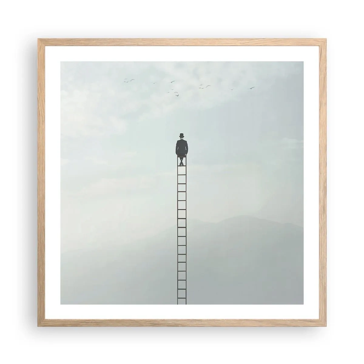 Poszter világos tölgy keretben - Emelkedj feljebb - 60x60 cm