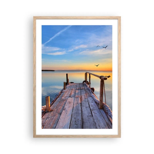 Poszter világos tölgy keretben - Menj egyenesen a nap felé - 50x70 cm