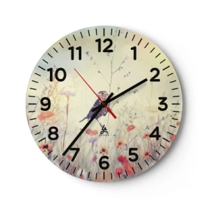 Falióra, Óra - Madárportré egy réttel a háttérben - 40x40 cm