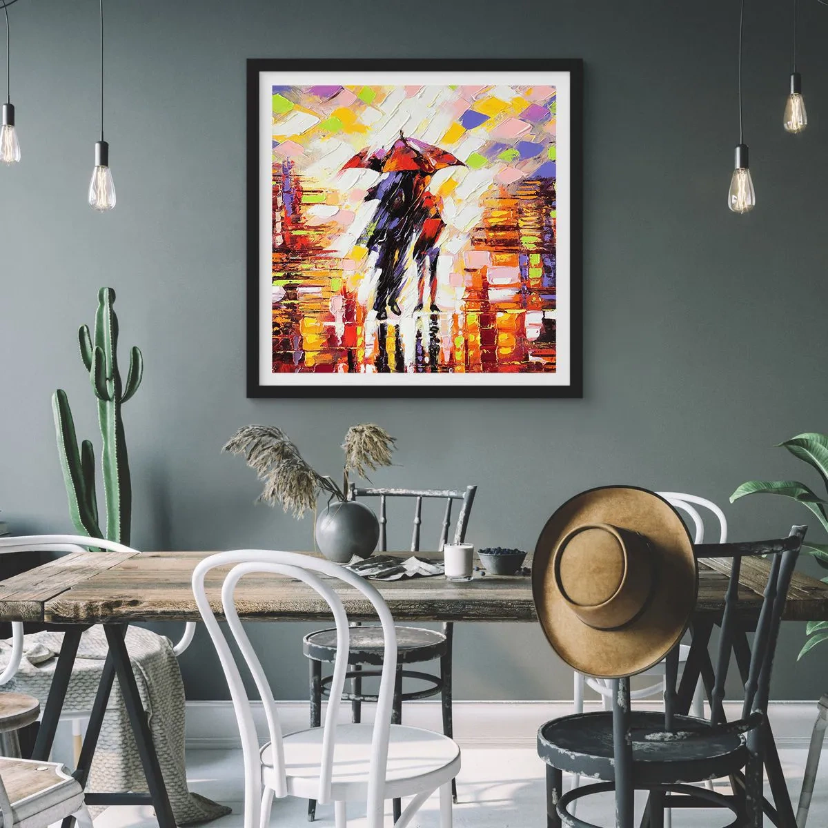 Poszter fehér keretben - Együtt az éjszakában és az esőben - 50x50 cm