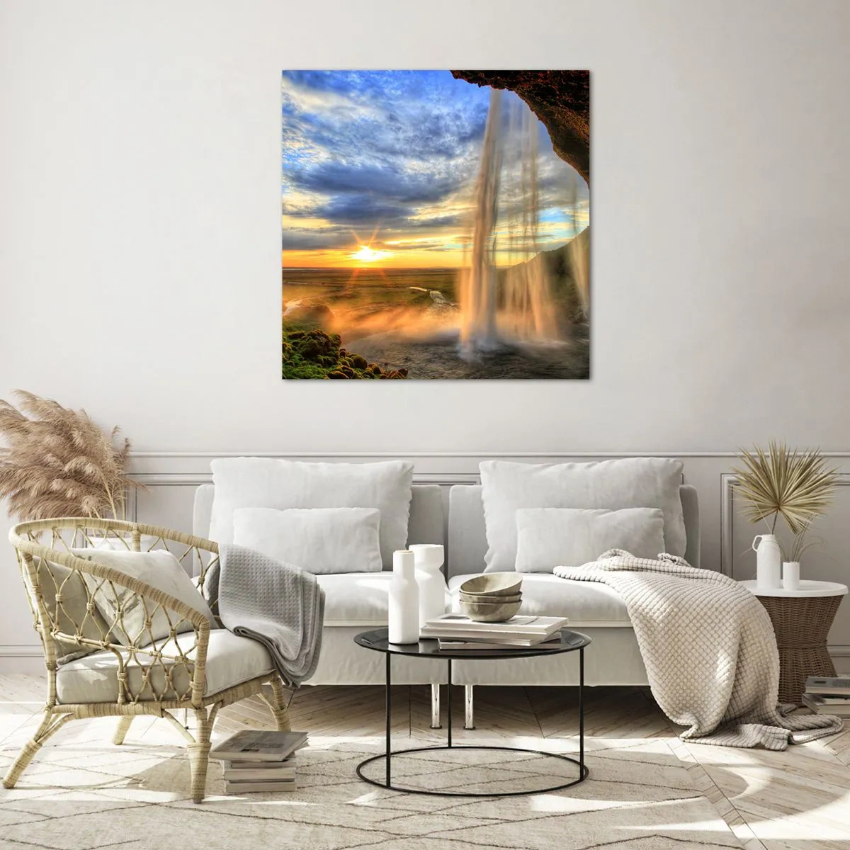 Üveg kép - Cseppfátyol mögötti világ - 40x40 cm