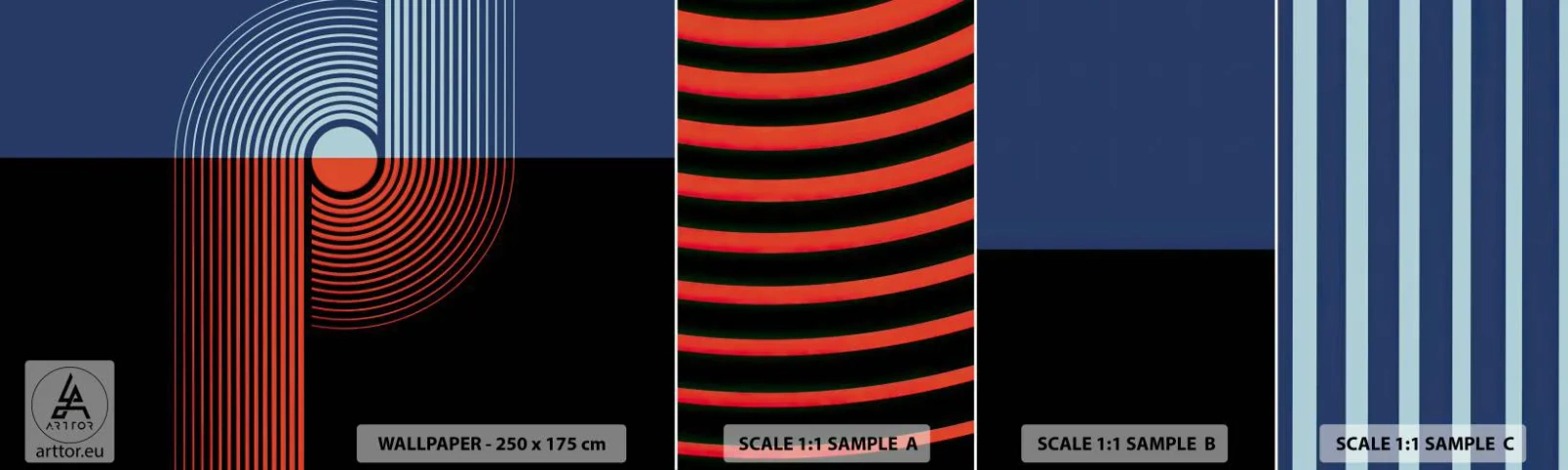 Fotótapéta Minta Öntapadós Deluxe Sticker - Geometrikus ölelésben - Absztrakció, Grafika, Lineart - 100x30 cm