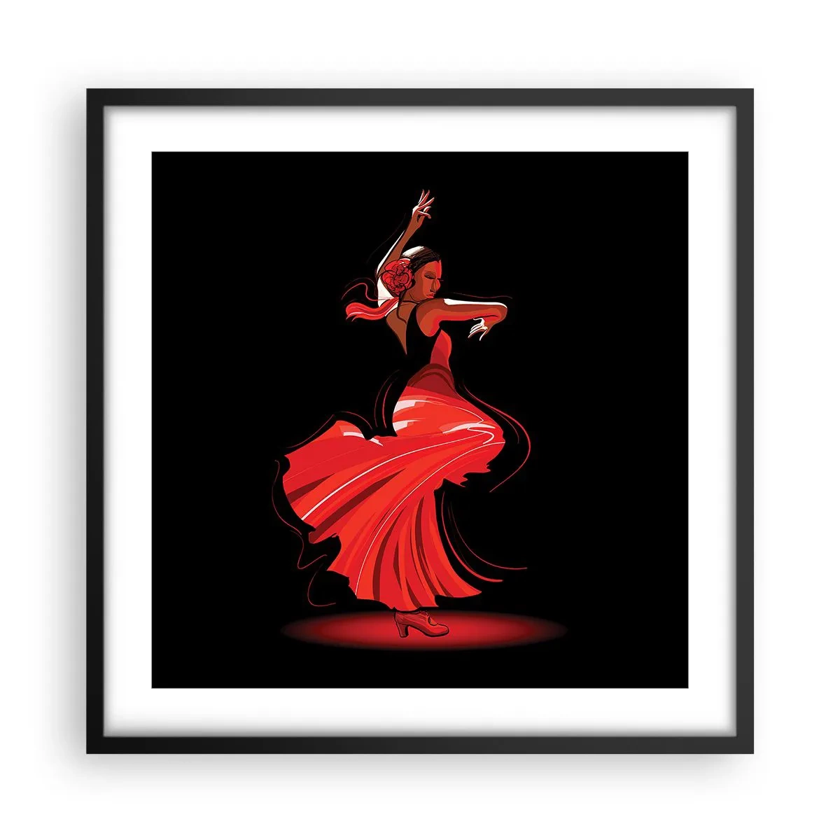 Poszter fehér keretben - A flamenco tüzes szelleme - 50x50 cm