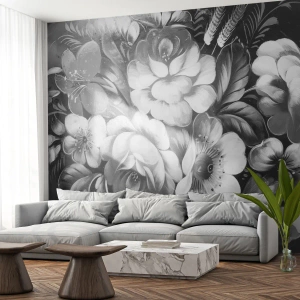 Öntapadós Fotótapéta Deluxe Sticker - Gyönyörű még szürkében is - Absztrakció, Virágok, Darab - 300x210 cm