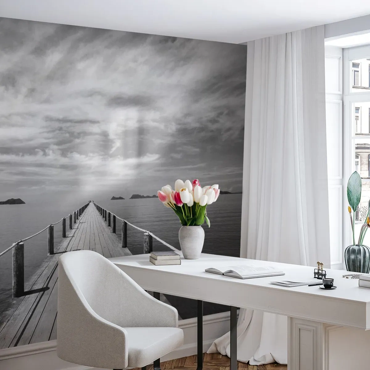 Fotótapéta Premium Sand - Talán egy kirándulás... - Tájkép, Tenger, Fa híd - 350x256 cm