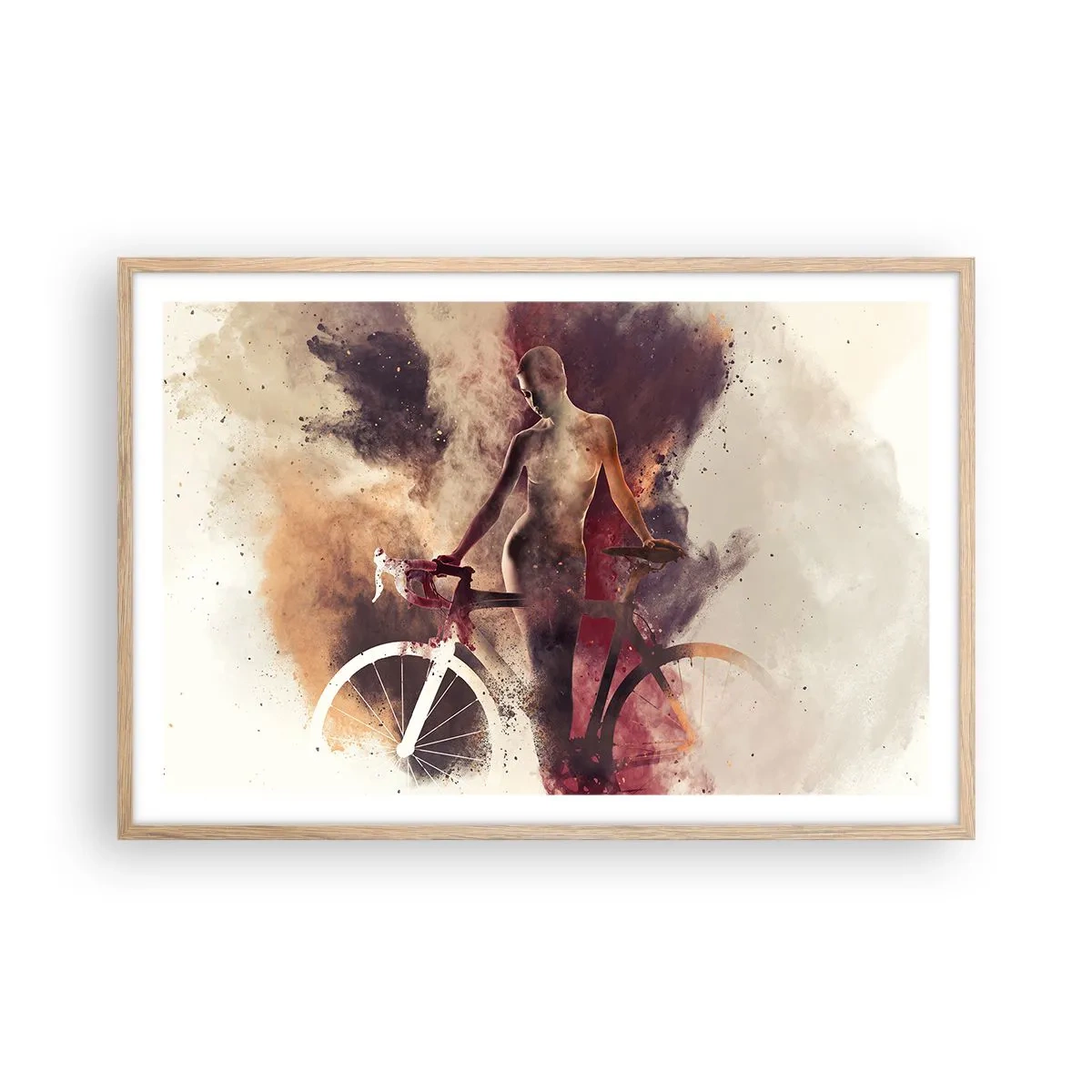 Poszter világos tölgy keretben - Márvány formájú kerékpáros lélek - 91x61 cm